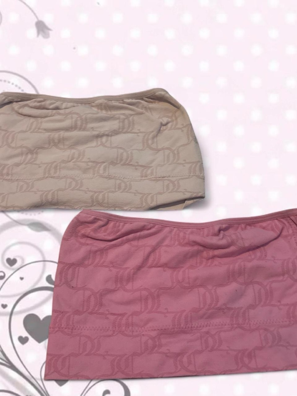 Juicy Couture Pink and Beige Strapless Tube Tops